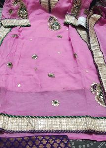 gota work pink georgette suit