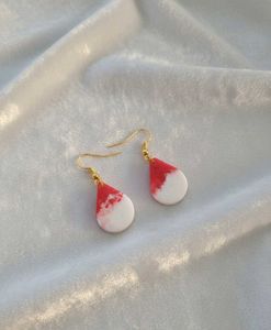 Cute Red &amp; White Drop Earrings