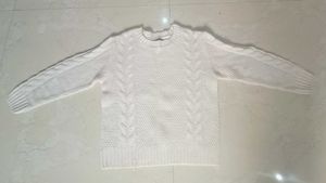 Cozy White Knit Pullover Sweater