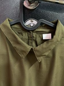 Olive Green Top with Lace Detail