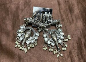 Silver Tone oxidised Earrings Set