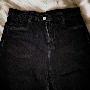 Black Ripped Wide-Leg Jeans for Women