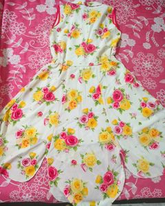 Floral Print High-Low Dress With Legging