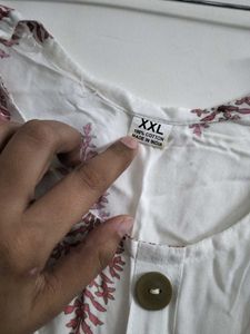 Floral Print Short Kurti With ties Knot