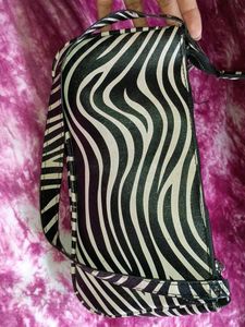 Zebra Print Chain Shoulder Bag