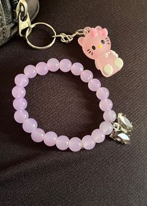 Beaded Bracelet With Cute Hello Kitty Keychain Com