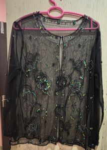 Black Embellished Sheer Jacket
