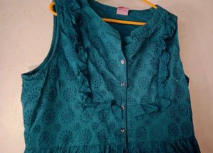 Eyelet Teal Dress