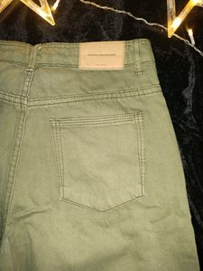 Women Olive Green Zara  High Waist Flared Jeans