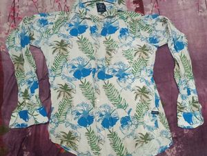 Tropical Print Button-Down Shirt