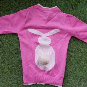 Cute Pink Korean Sweater with Bunny tail back