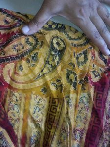 Aesthetic Red Yellow Printed Dupatta