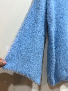 Fluffy Blue V-Neck Sweater