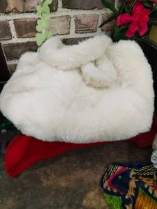 Fluffy White Handbag Spacious Unused