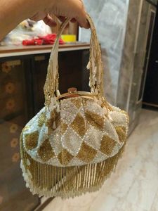 Golden White Batua Bag