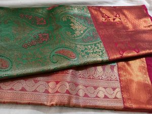 Elegant Green & Red Saree