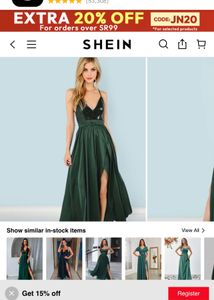 Shein Satin Sequin Panel Split Maxi Cami Dress