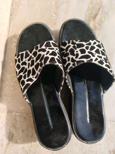Black Velvet Leopard Print Wedges For Women
