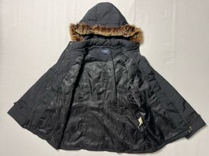 Crocodile LADIES | Fur Hooded Black Winter Coat