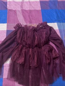 Elegant Maroon Tulle Top
