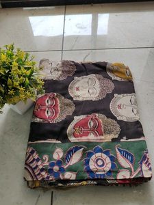 New Black Buddha Kalamkari Saree