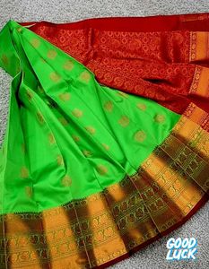 Green &amp; Gold Silk Saree
