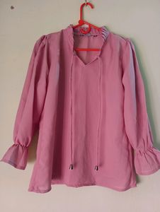 Pink Ruffle Blouse