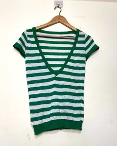 Green & White Knit Stripped Top (A)