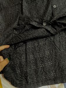 Black Transparent Half Sleeve Shirt