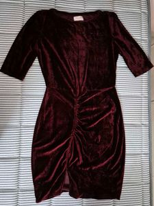 Burgundy Velvet Bodycon Dress