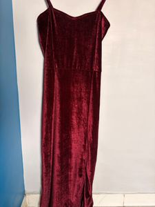Burgundy Velvet Midi Dress