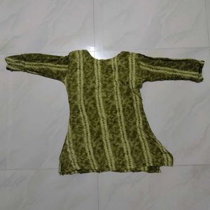 Bottle Green Embroidered short Kurta