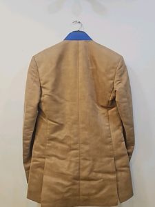 Tan Suede Blazer with Blue Accents