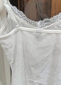 Coquette White Lace Trimmed Spaghetti Top