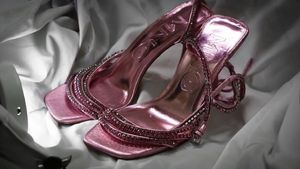 MANGO Pink Rhinestone Heels