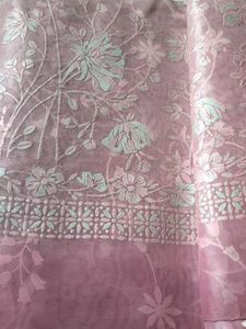 Pretty Organza Type Pink Saree