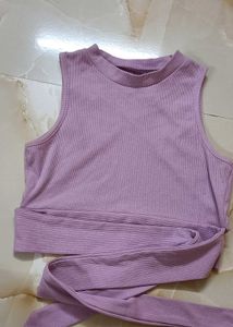 lilac tank top. tie up top