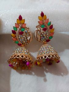 Peacock Jhumka Earrings