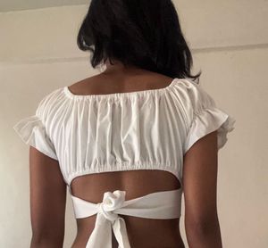 White Party Wear Crop Top