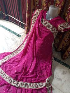 Pink Embellished Saree