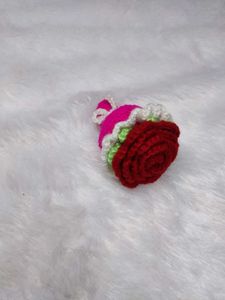 Crochet Rose Mini Bouquet Keychain