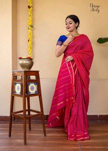 Elegant Maroon Cotton Saree
