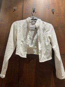 Zudio White Textured Crop Shirt