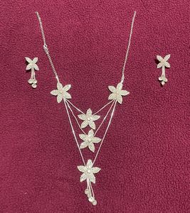 Floral Silver Necklace & Earring Set