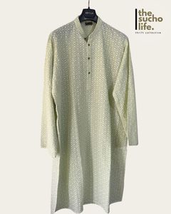 Lucknowi Elegant Green Kurta | L - 46inches