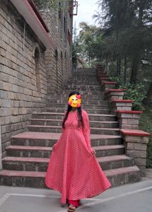 Elegant Pink Pinteresty Flowy Printed Dress