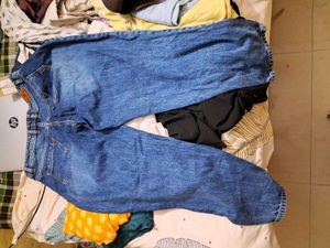 Ripped Wide Leg Jeans With Bag New