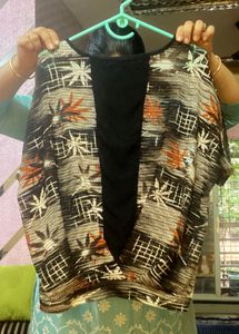 Wrap Style Patterned Woven Mesh Top