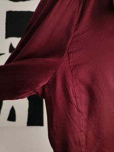 Button Down Burgendy Satin Shirt