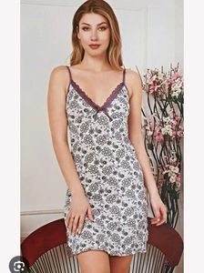 Floral Lace Trim Nightgown